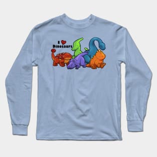 I ♥ Dinosaurs (landscape vers; teal) Long Sleeve T-Shirt